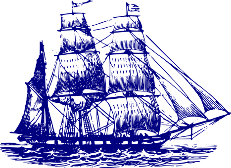 Tall_ Ship_ Silhouette_ Night_ Sea PNG with transparent background