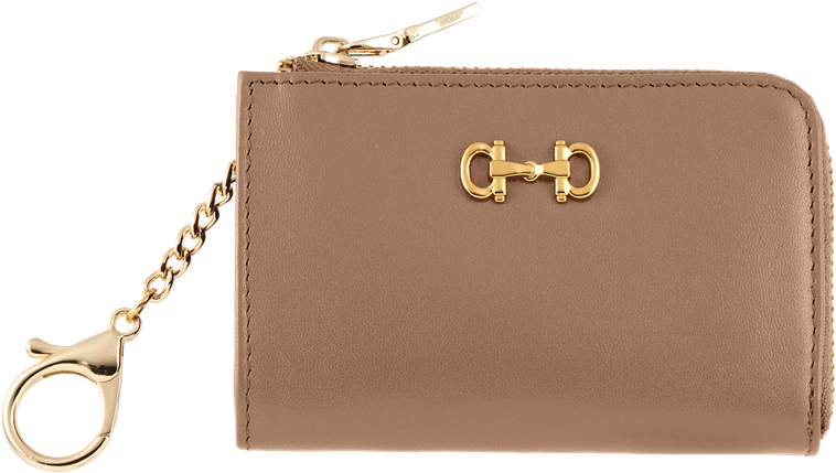 Tan Leather Walletwith Golden Chainand Clasp