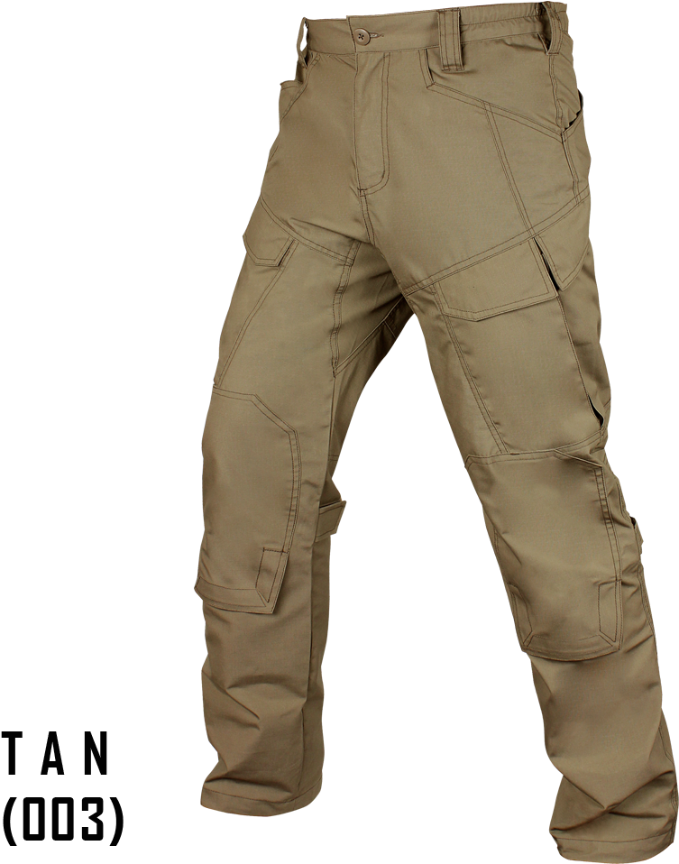 Tan Tactical Cargo Pants PNG with transparent background