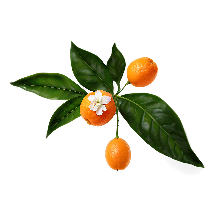 Tangerine With Flowers Png Avw