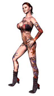 Tattooed3 D Model Pose