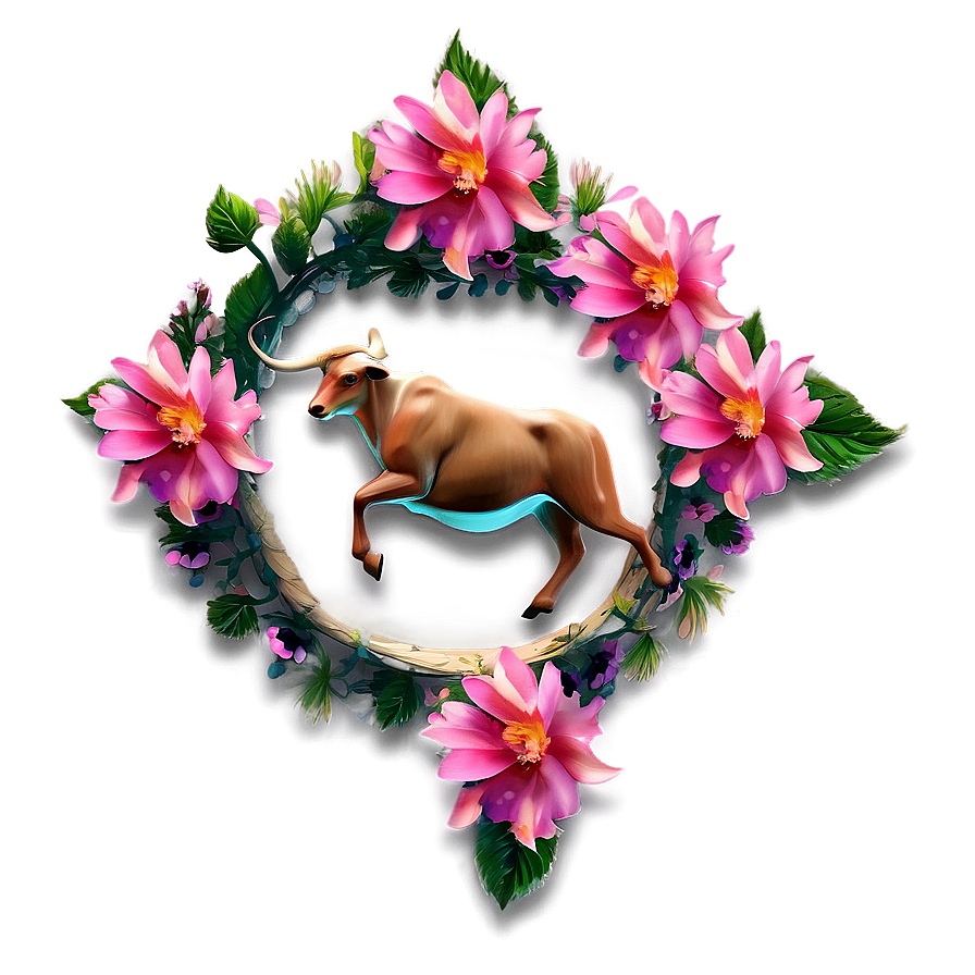 Taurus Sign With Flowers Png 57