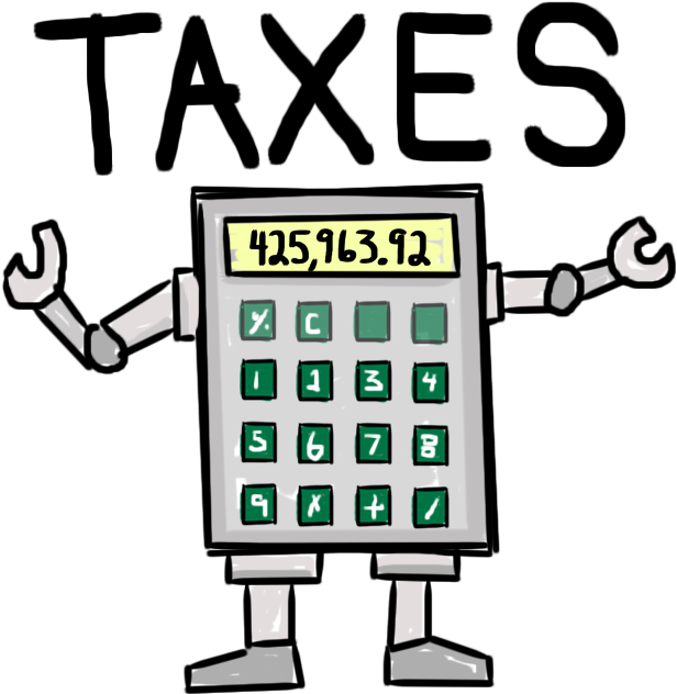 Tax Calculator Robot Cartoon