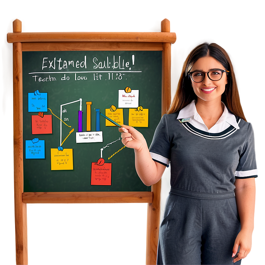 Teacher With Educational Poster Png Yye