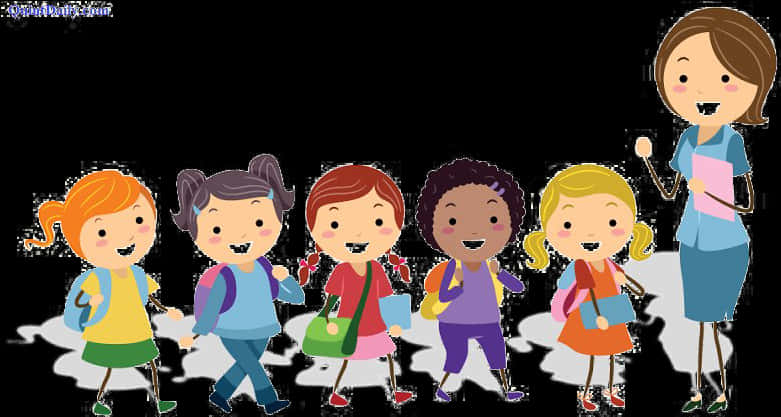 Teacherand Students Cartoon Clipart