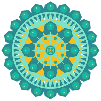Teal_and_ Orange_ Mandala_ Art PNG with transparent background