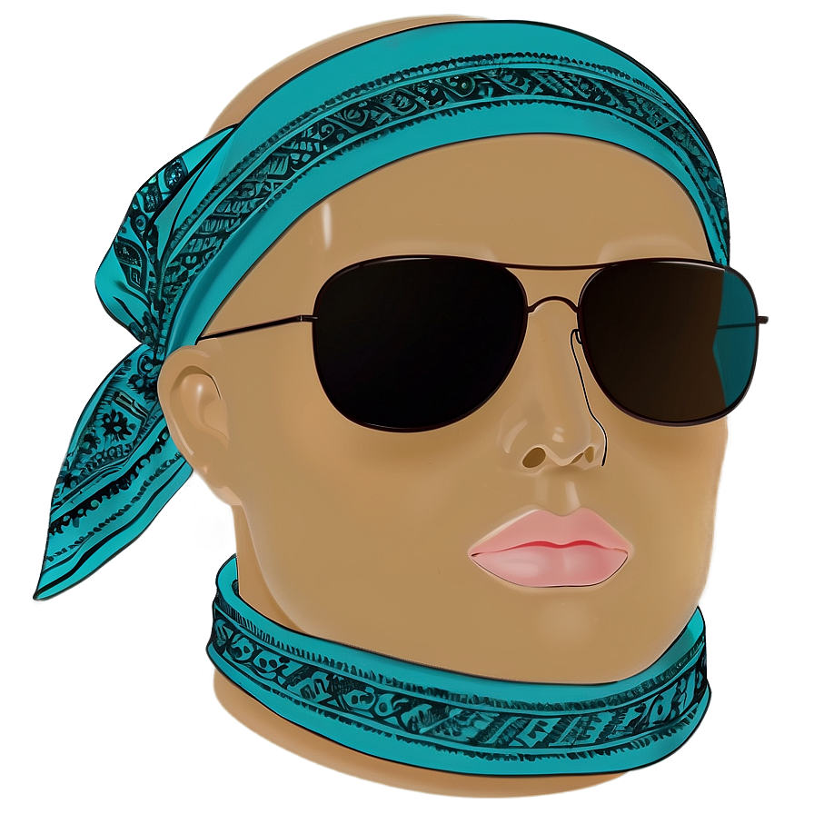 Teal Bandana Illustration Png 05242024