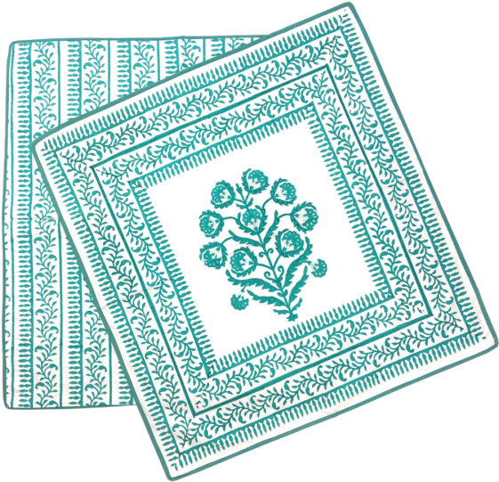 Teal Floral Pattern Tablecloth