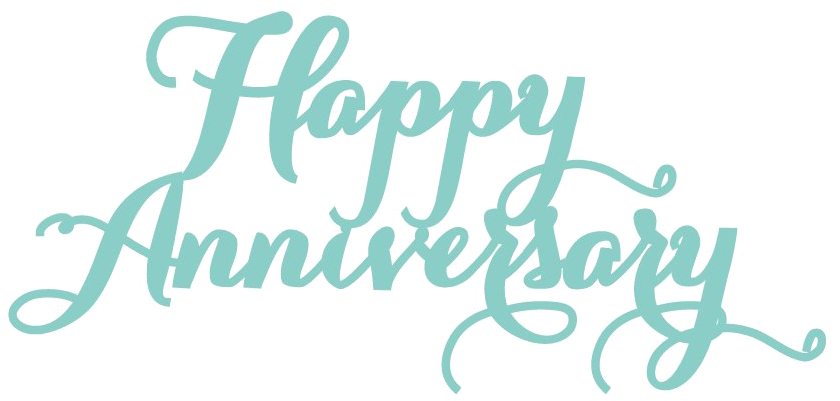 Teal Happy Anniversary Calligraphy