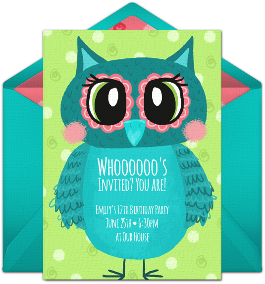 Teal Owl Birthday Invitations, HD Png Download PNG with transparent background