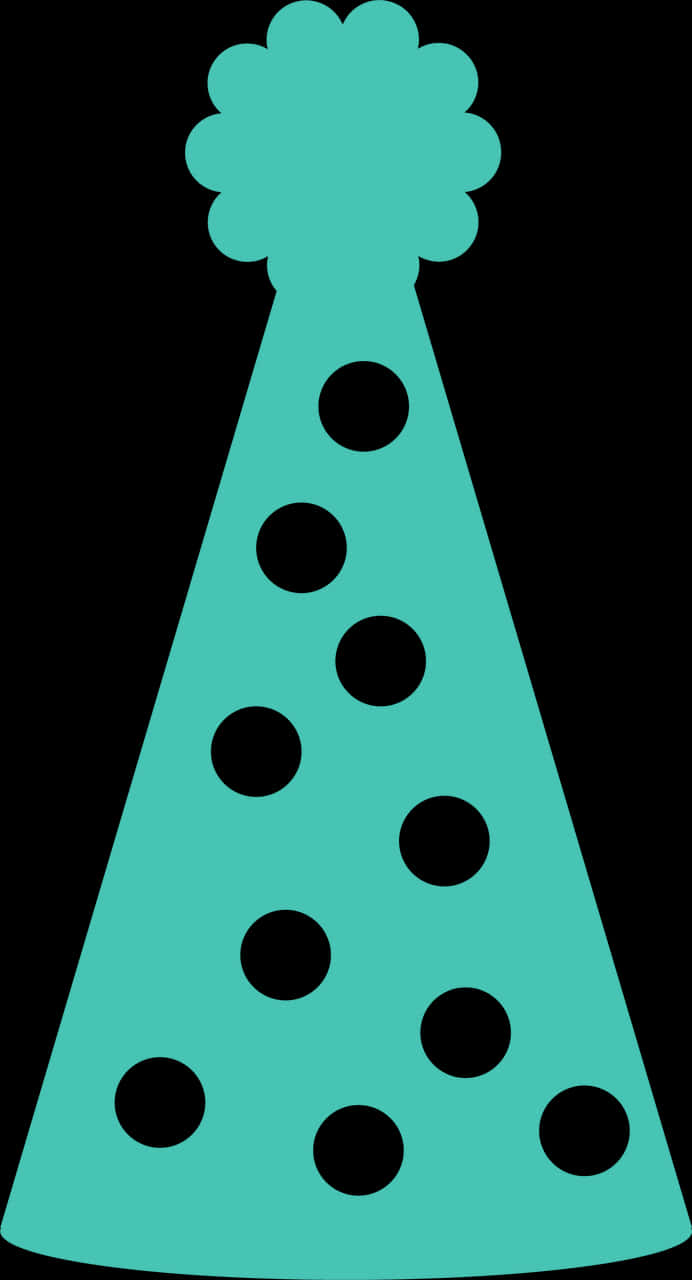 Teal Party Hatwith Polka Dots PNG with transparent background