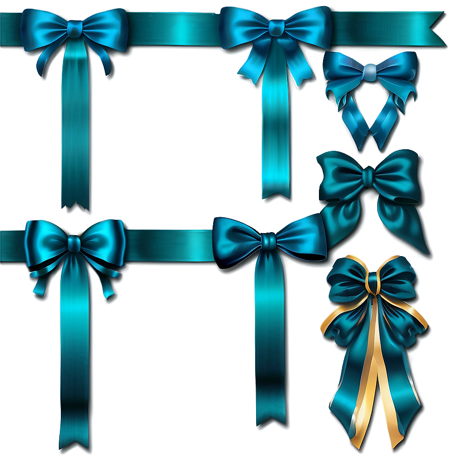 Teal Ribbon Bow Decoration Png Lfs13