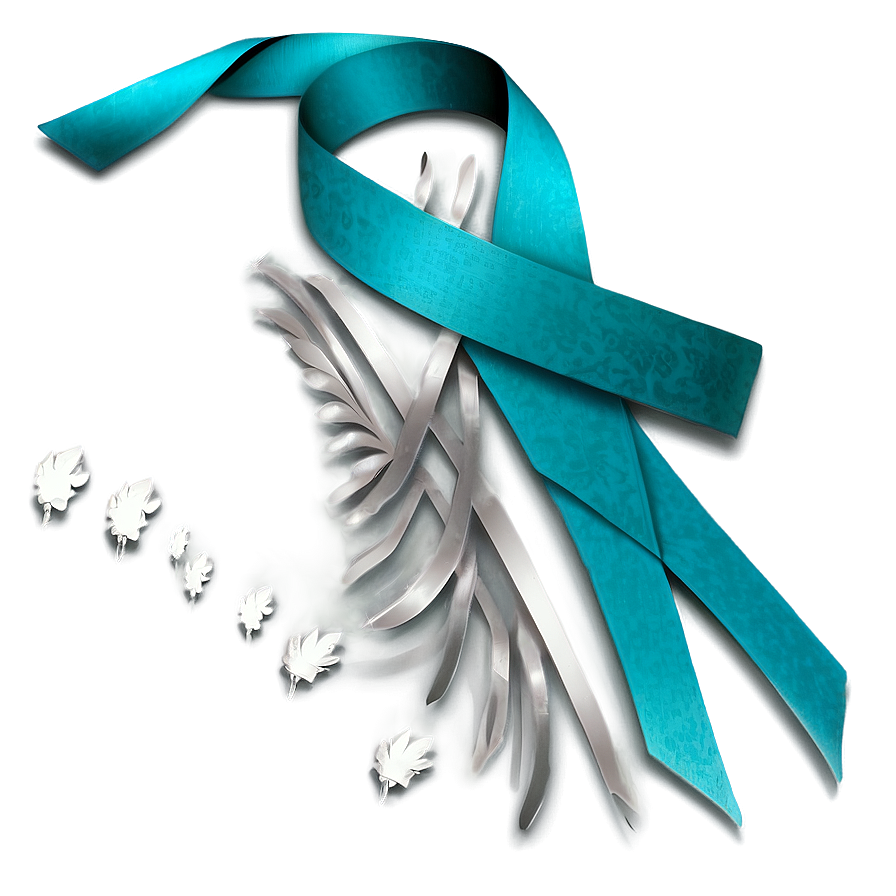 Teal Ribbon for Ovarian Cancer Awareness PNG poo PNG image with a transparent background, free high-resolution download