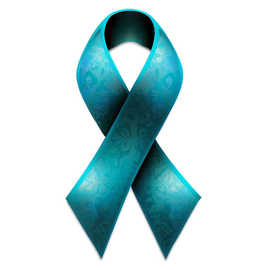 Teal Ribbon For Ovarian Cancer Support Png Yup