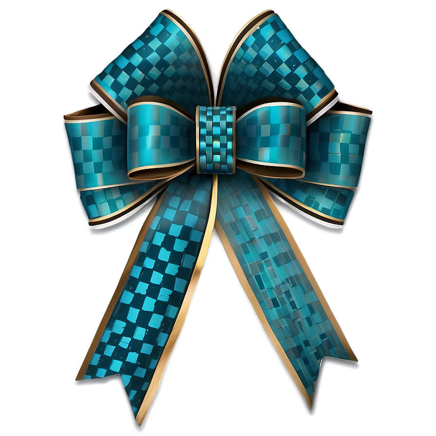 Teal Ribbon With Checkered Pattern Png Peg90