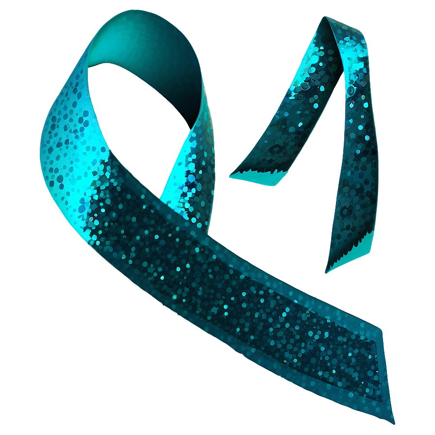 Teal Ribbon With Glitter Effect Png 06282024