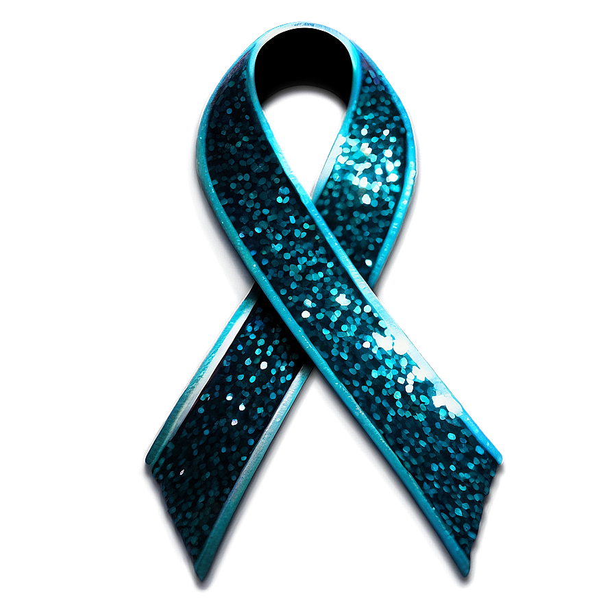 Teal Ribbon With Glitter Effect Png 06282024