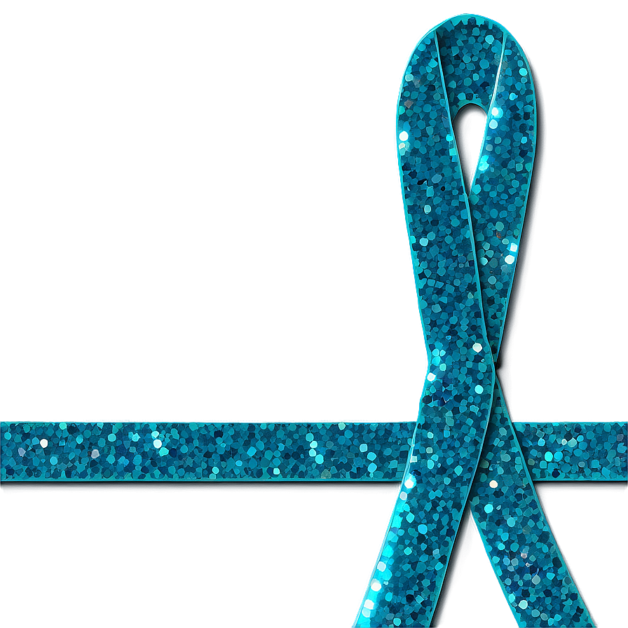 Teal Ribbon With Glitter Effect Png Jkd