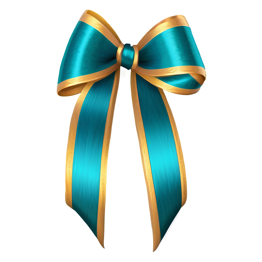 Teal Ribbon With Gold Trim Png 06282024