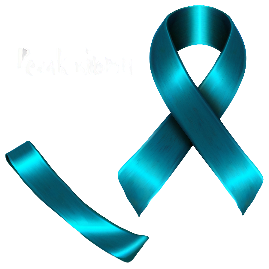 Teal Ribbon With Heart Charm Png 06282024