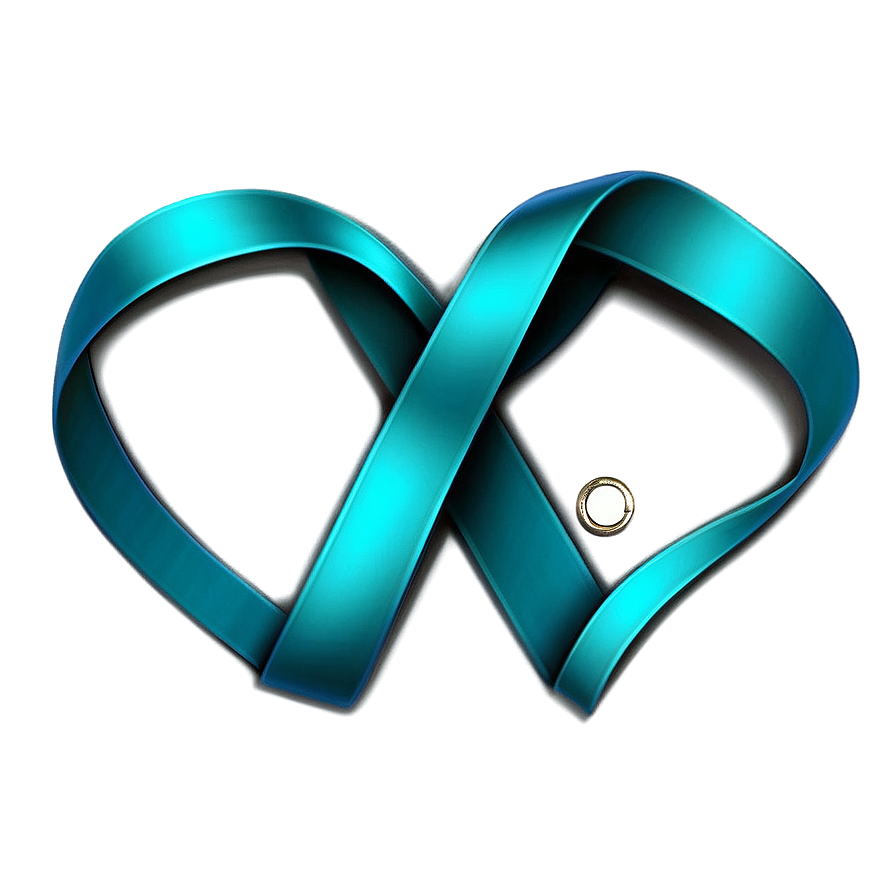 Teal Ribbon With Heart Charm Png Qxq