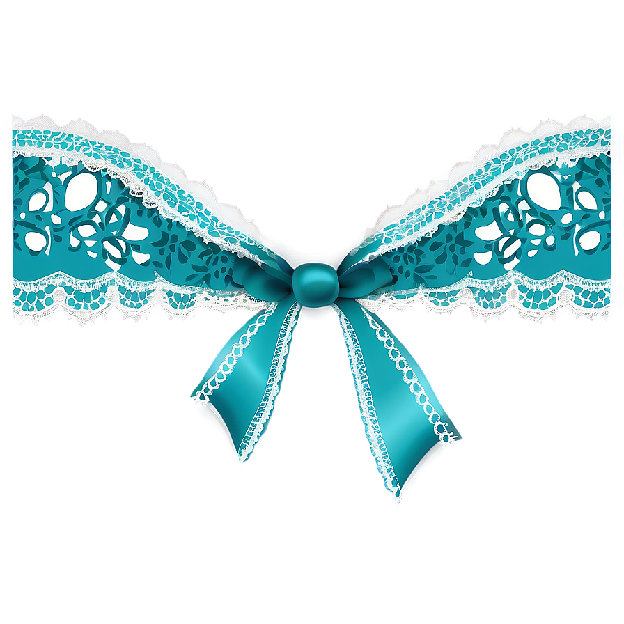 Teal Ribbon With Lace Detail Png Qhi