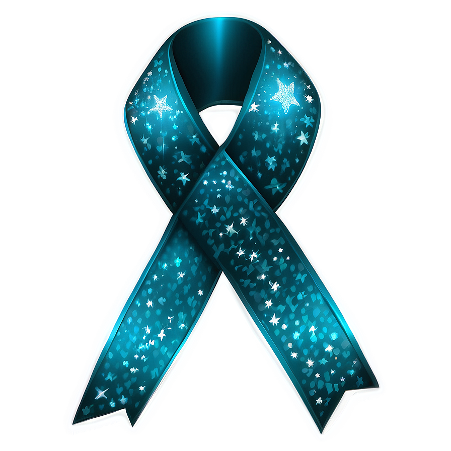 Teal Ribbon With Sparkles Png 06282024