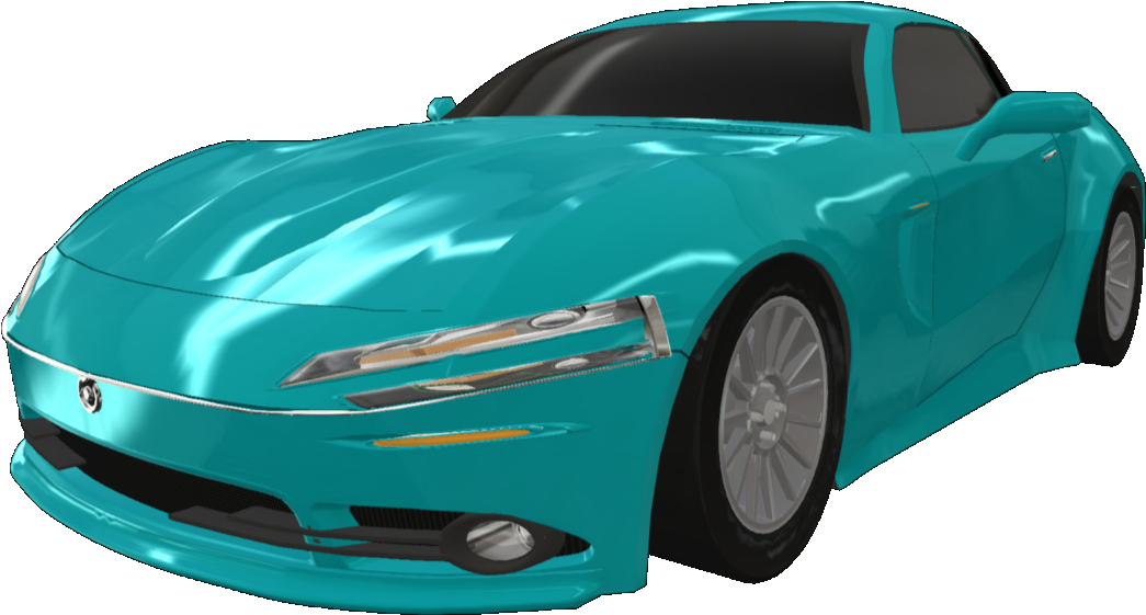Teal Sports Car3 D Model PNG with transparent background