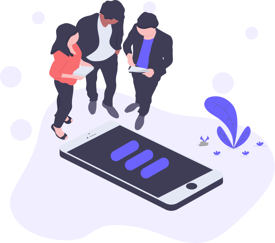 Team Discussing Mobile App Concept PNG with transparent background