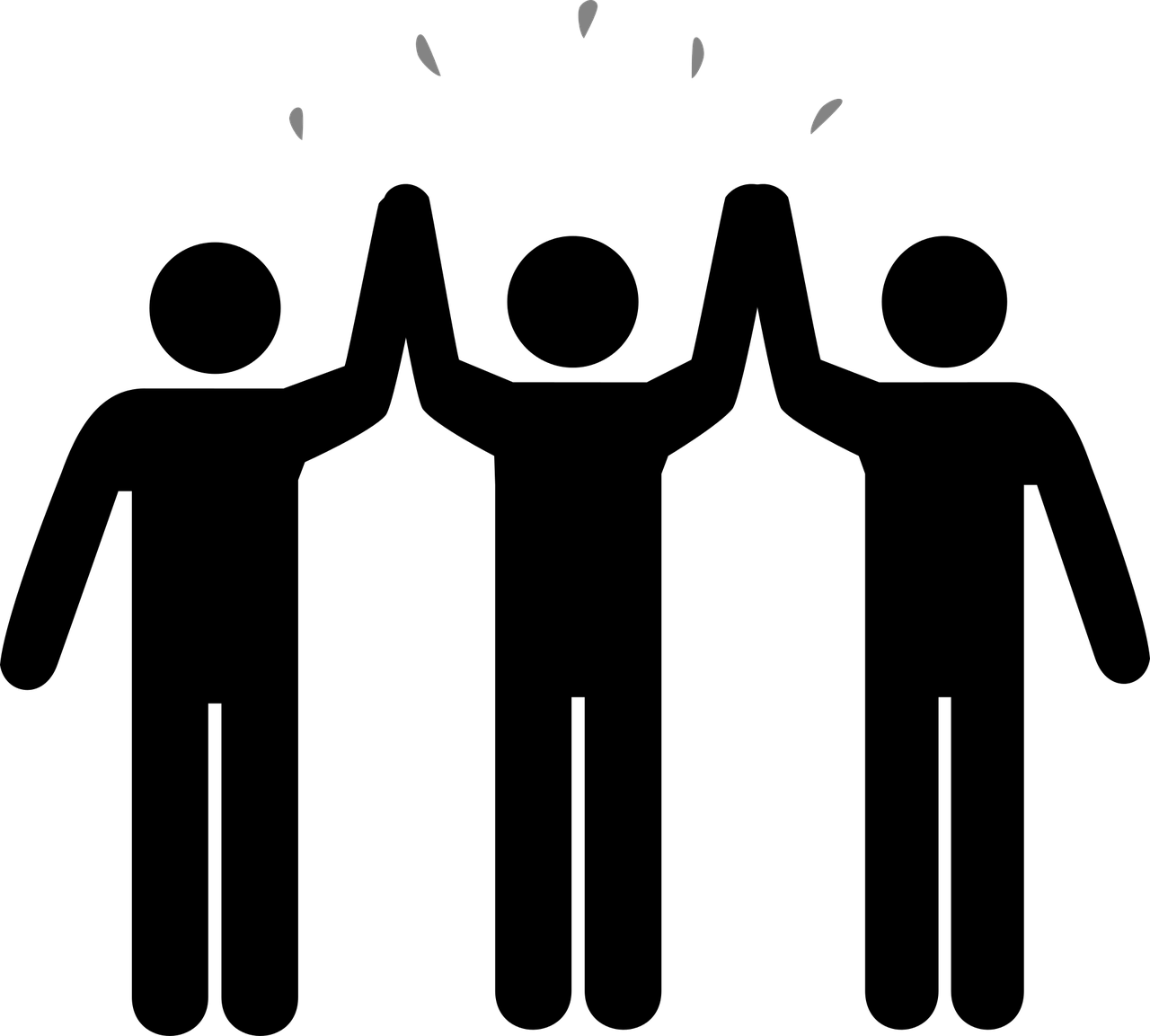 Stick People High Five Teamwork Free Picture - People Black And White Clipart, HD Png Download PNG with transparent background