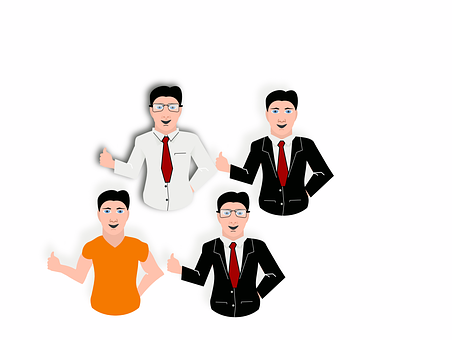 Teamof Five Cartoon Men Thumbs Up