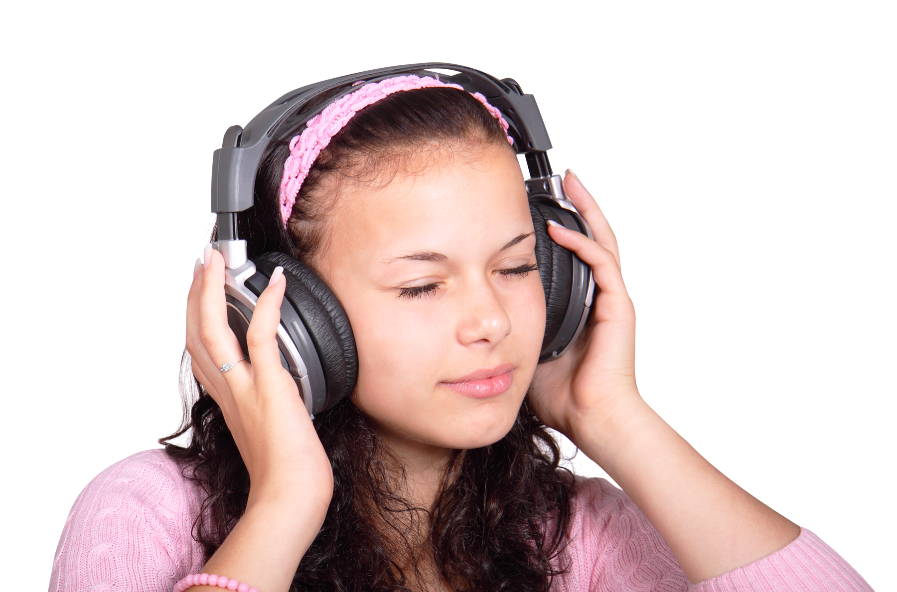 Teenage Girl Enjoying Music With Headphones