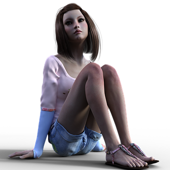 Teenage Girl3 D Character Sitting