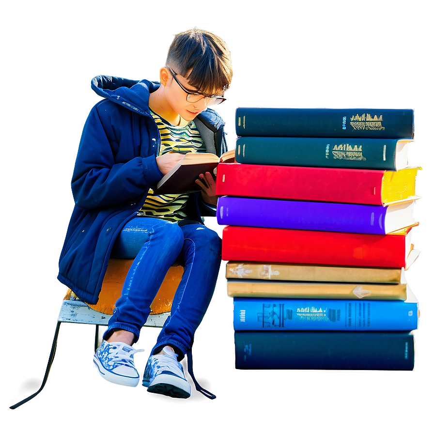 Teenager Reading Book Png 32