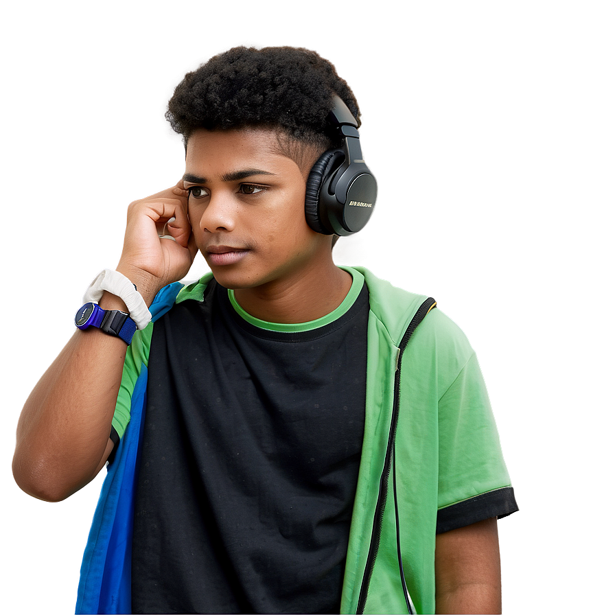 Teenager With Headphones Png Jrc75