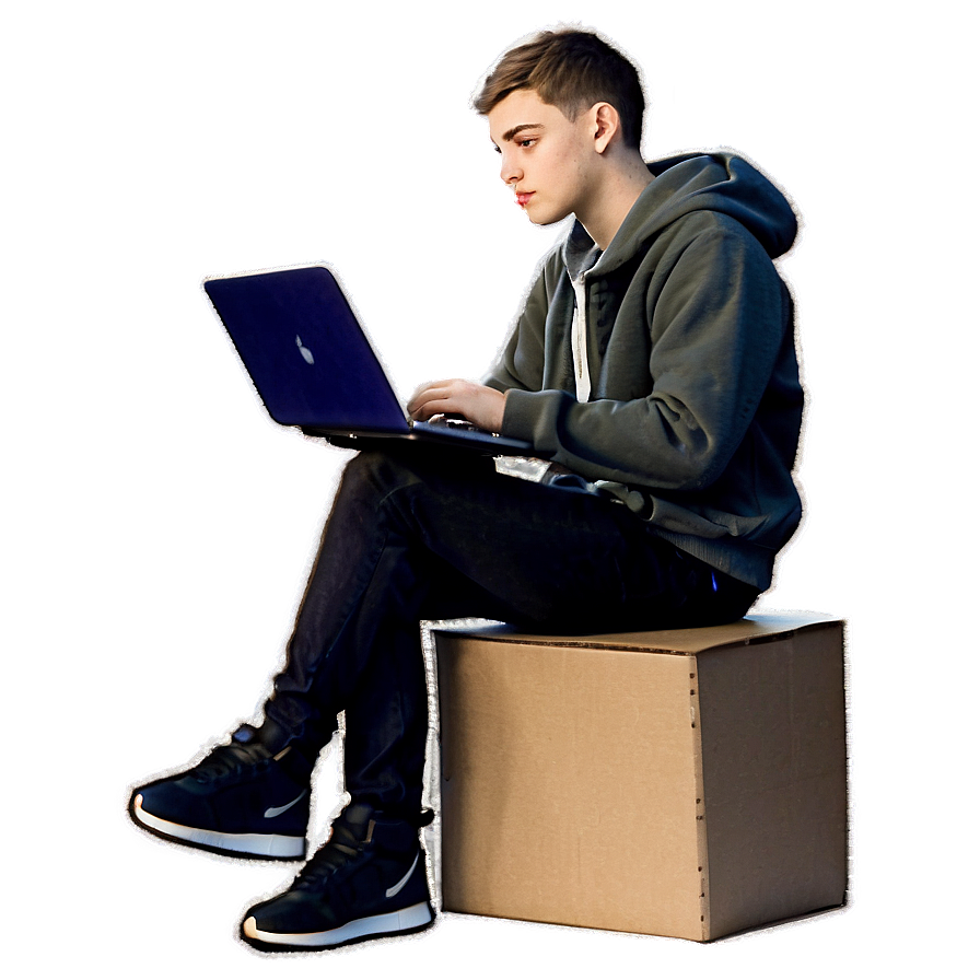 Teenager With Laptop Png 06122024