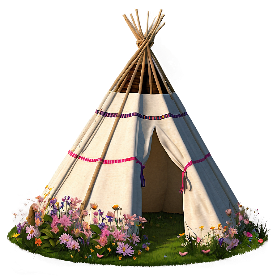 Teepee In A Field Of Flowers Png Ikv