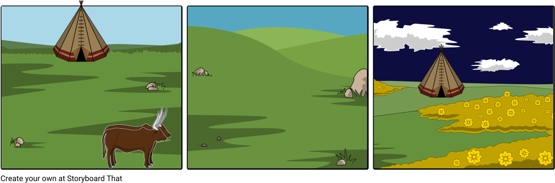 Teepeeand Goat Storyboard PNG with transparent background