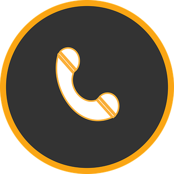 Telephone Icon Goldand Black PNG with transparent background