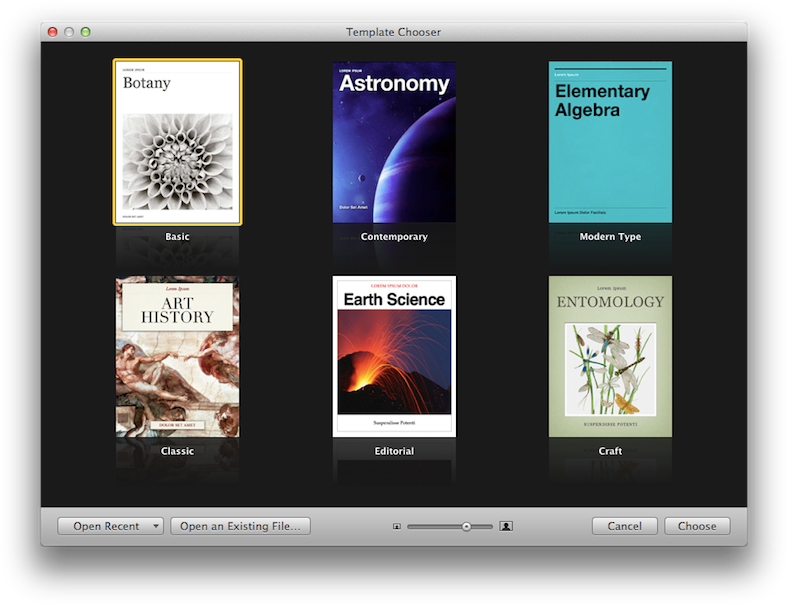 Template Chooser Software Screen PNG with transparent background