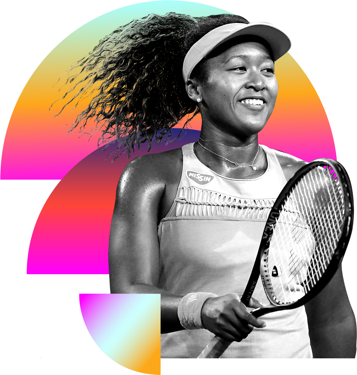 Photo Illustration Of Naomi Osaka In Black And White - Naomi Osaka Black And White Png, Transparent Png PNG with transparent background