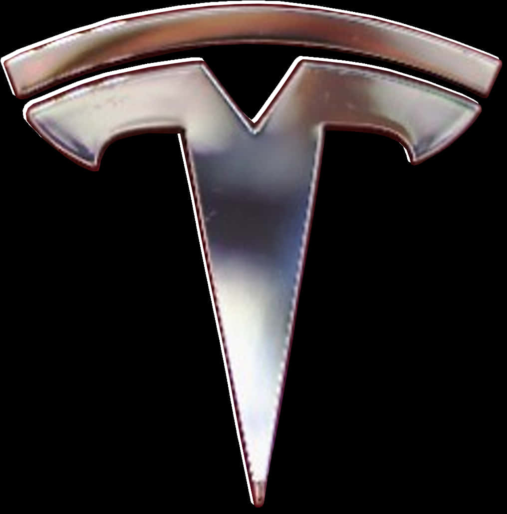 Tesla Logo Metallic Finish PNG image with a transparent background, free high-resolution download