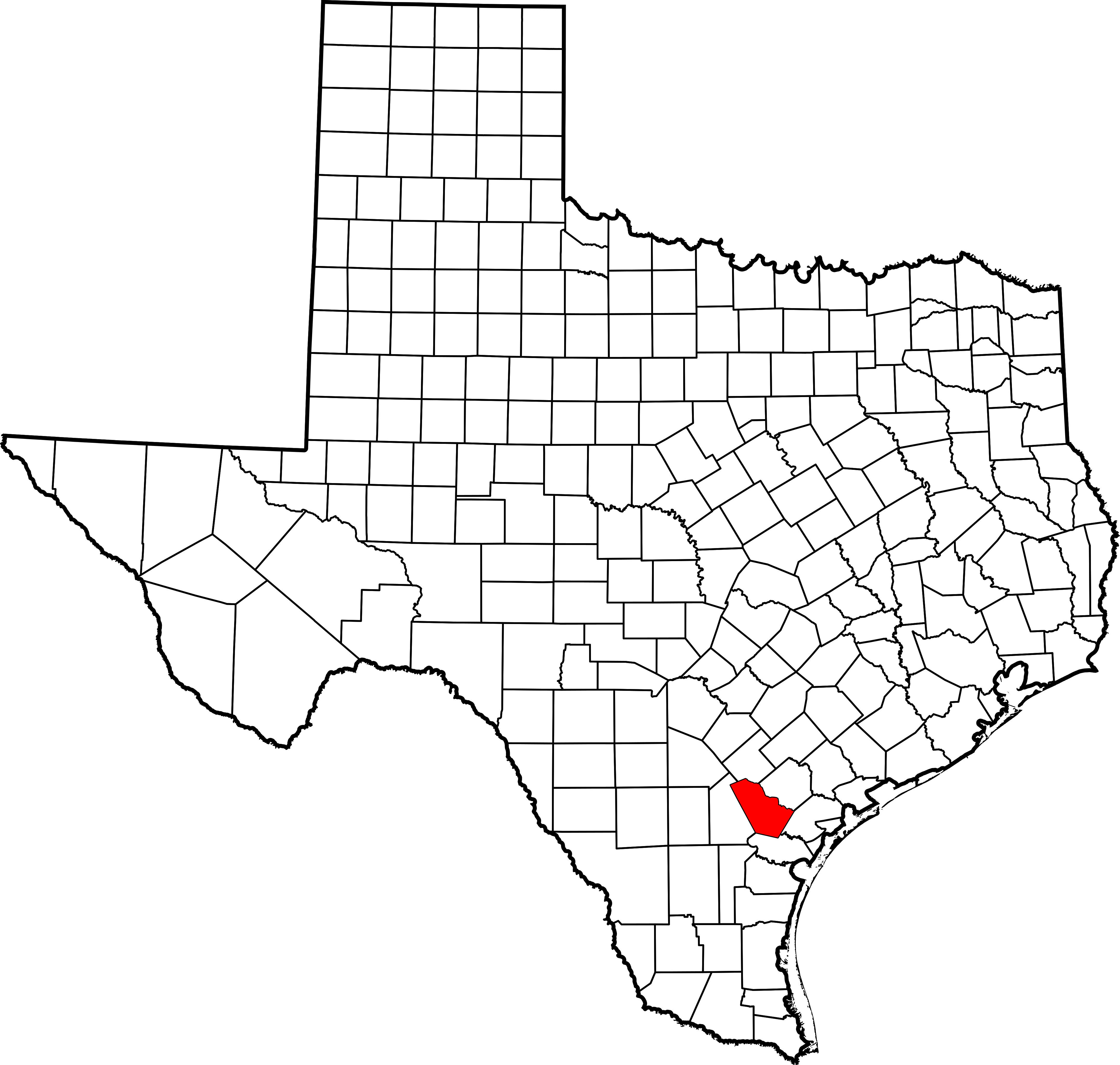 Texas Counties Map Highlighted Area