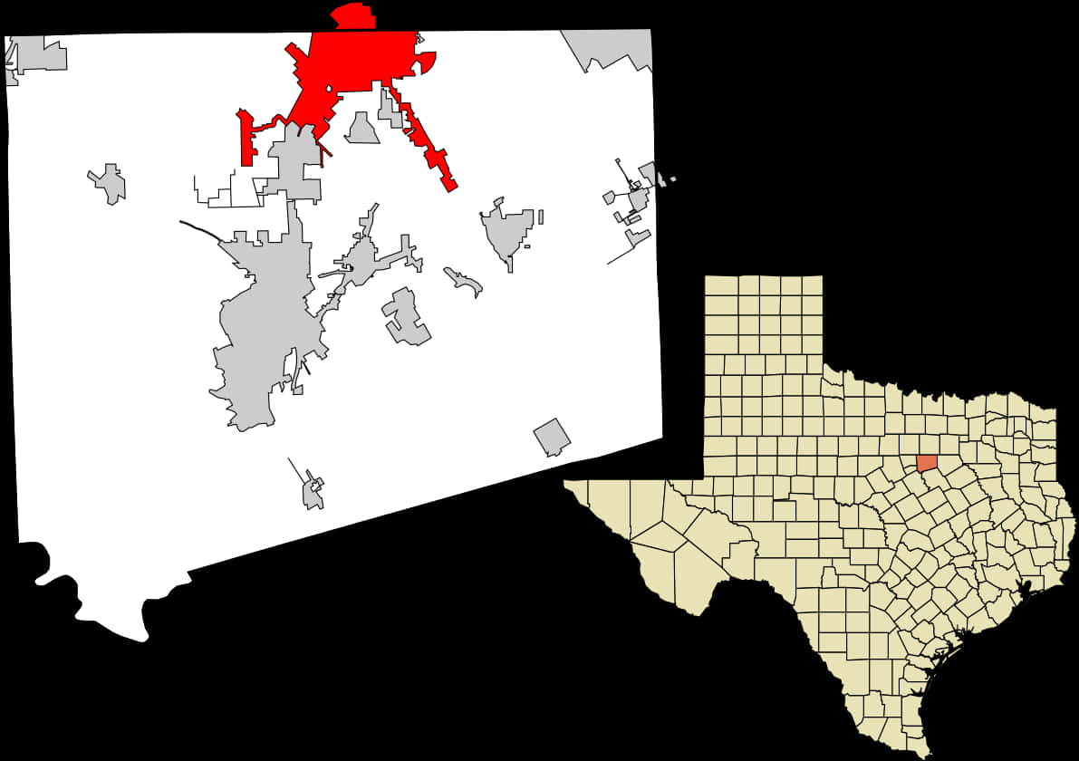 Texas Countiesand Major Cities Map PNG with transparent background