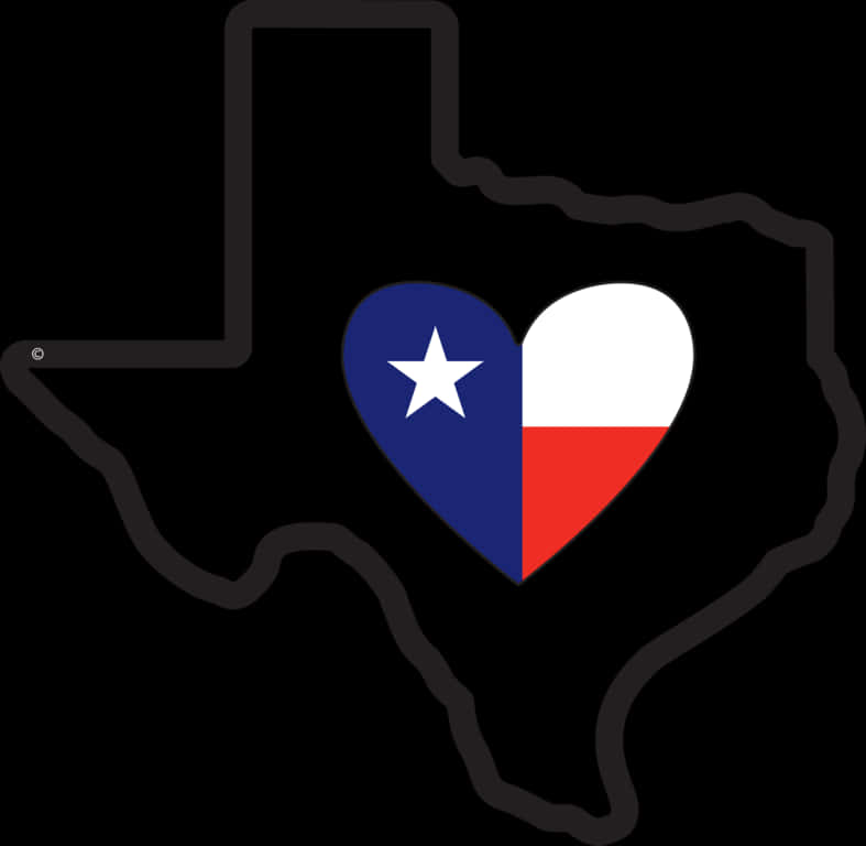 Texas Love Heart Outline PNG with transparent background