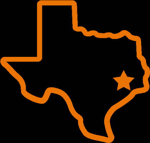Texas Outline Orange Star PNG with transparent background