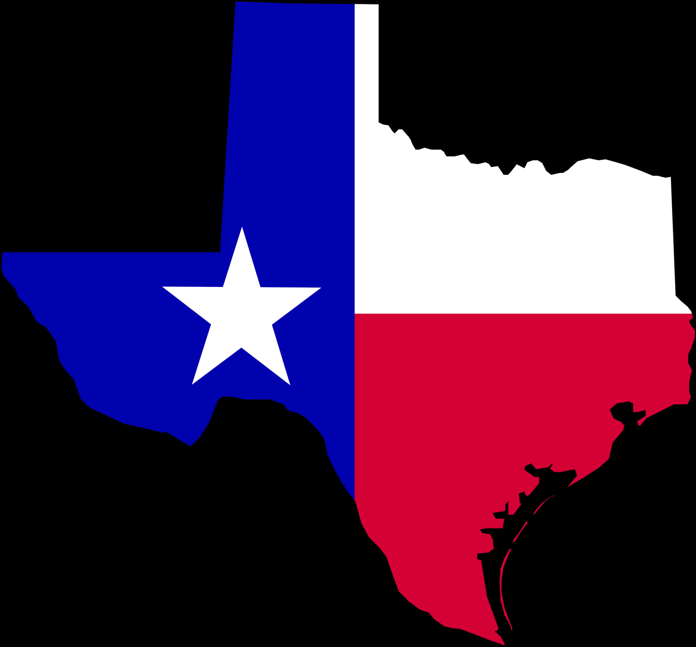 Texas State Outlinewith Flag PNG with transparent background