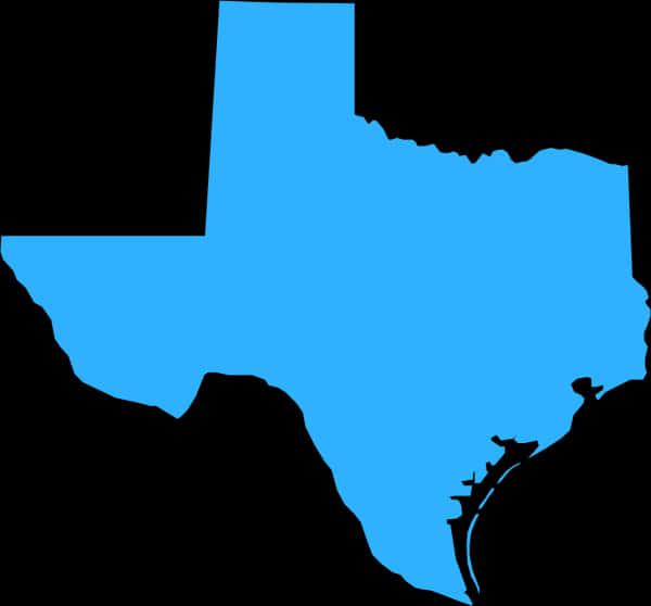Texas State Silhouette Blue Background PNG with transparent background