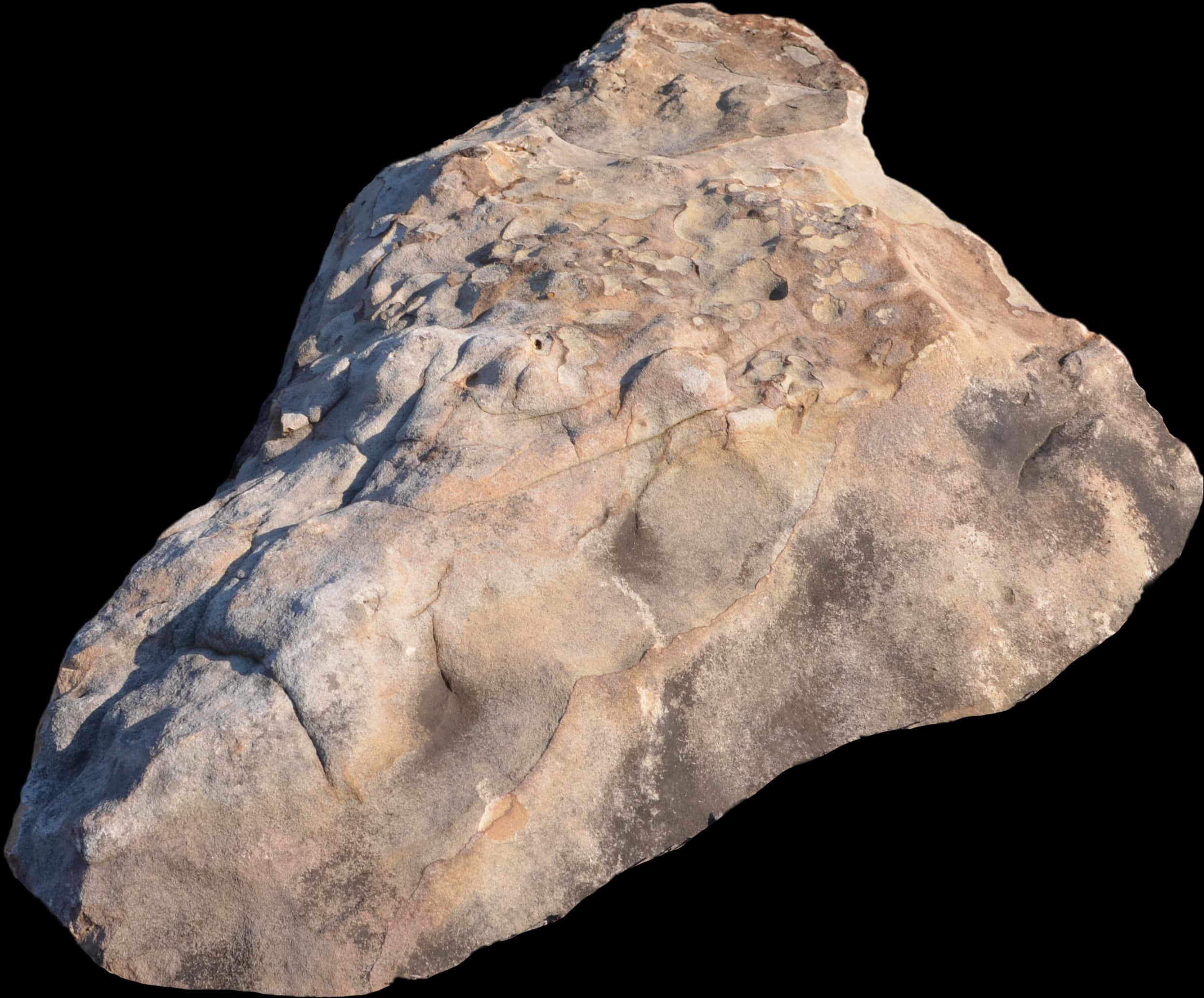 Textured Boulder Isolatedon Black PNG with transparent background