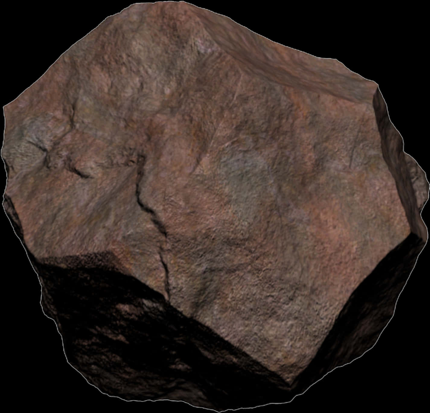 Textured Boulder Isolatedon Black PNG with transparent background
